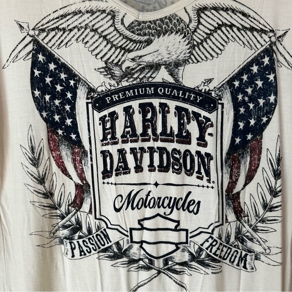 Harley-Davidson Women's Short Sleeve Flowy Beige T-Shirt Top, Large - Picture 2 of 6